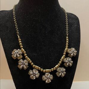 Gold and Gray Floral Necklace